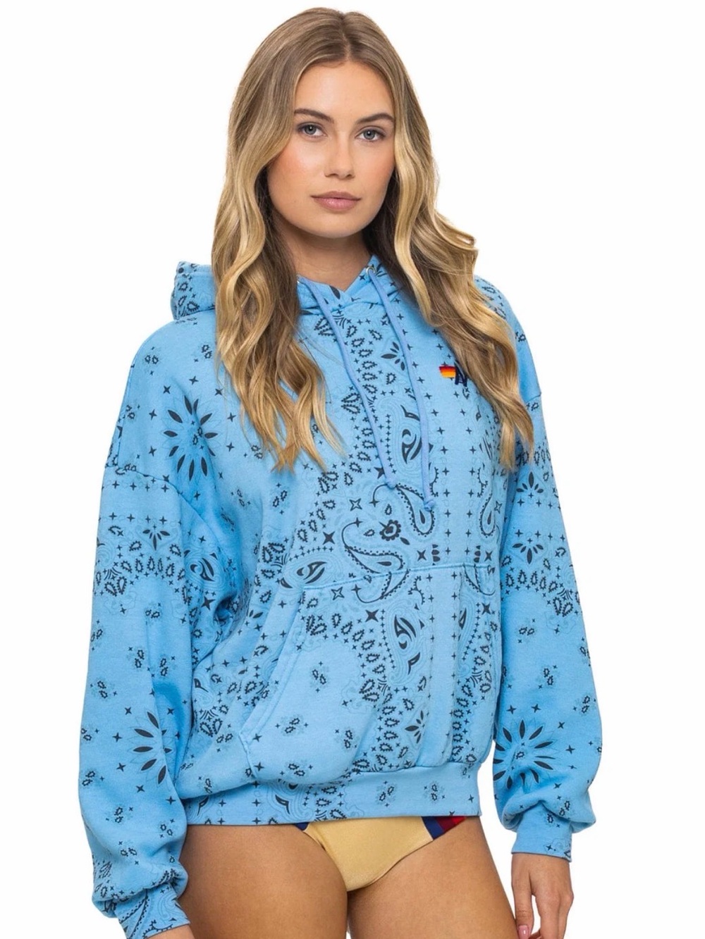 AVIATOR NATION BANDANA RELAXED PULLOVER HOODIE - SKY
